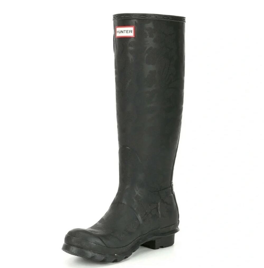 Hunter Original Tall Water Textured Embossed Waterproof Boots Size 8